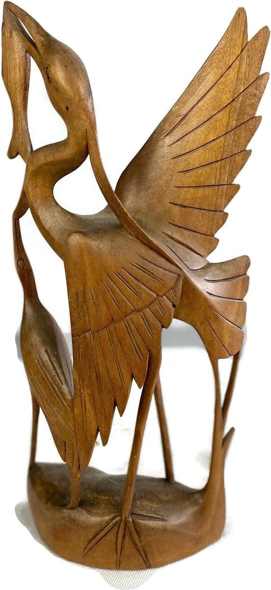 Handgemaakt houten ooievaar / Houten figuur / Indonesisch beeld