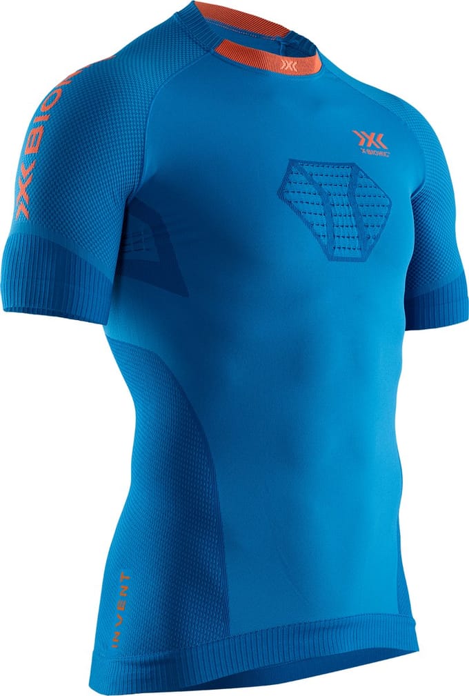 X-Bionic Invent 4.0 Hardloopshirt Korte Mouw Heren - Teal Blue/Kurkuma Oranje - Maat M