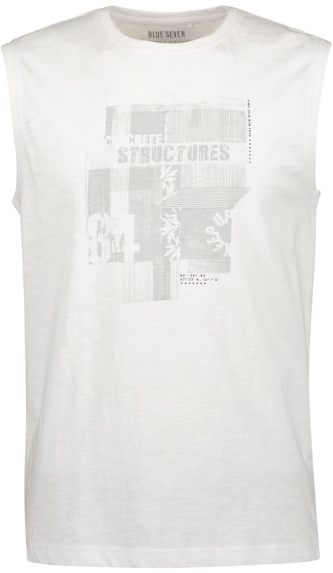 Blue Seven - Tanktop 300038 wit + print mouwloos - maat L