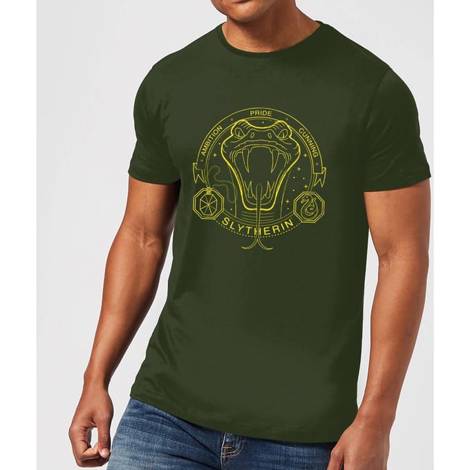 Harry Potter Slytherin Snake Badge t-shirt - Donkergroen - S