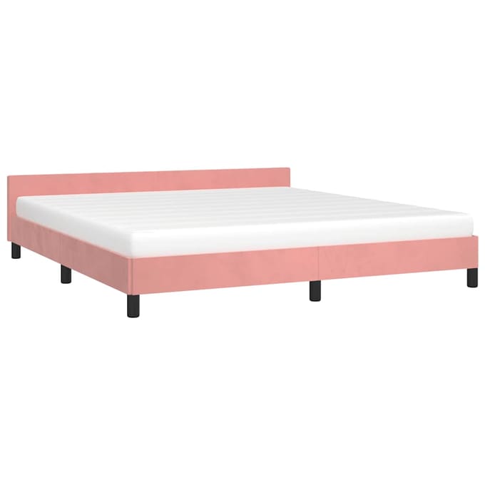 vidaXL - Bedframe - met - hoofdeinde - zonder - matras - 180x200 - cm - fluweel - roze