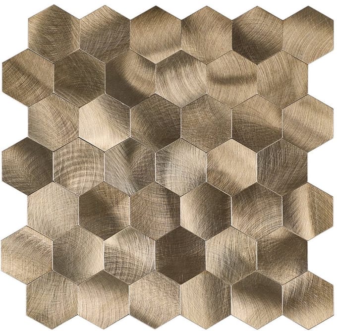Zelfklevende Mozaïek Steenstrip Hexagon Geborsteld Brons