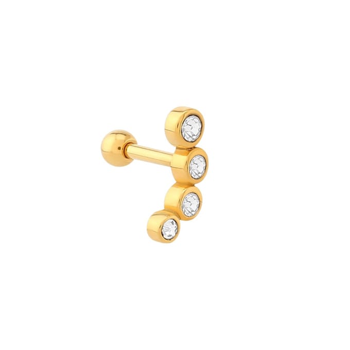 Lucardi Dames Helixpiercing rij kristal - Piercing - Cadeau - Staal - Goudkleurig