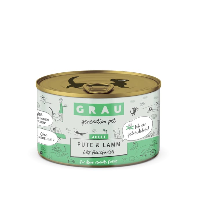 GRAU Adult Graanvrij 6 x 200 g Kattenvoer - Kalkoen & Lam
