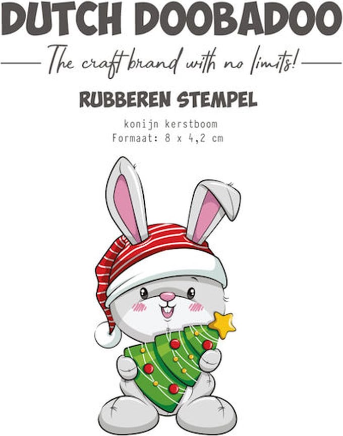 DDBD Rubber stempel Konijn kerstboom