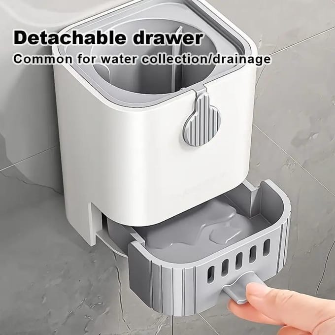 Brosse de toilette murale à long manche avec support, brosse flexible pour le nettoyage de la cuvette. gray