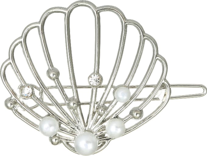 Emilie collection - haarspeld - schelp - parels - zilverkleurig