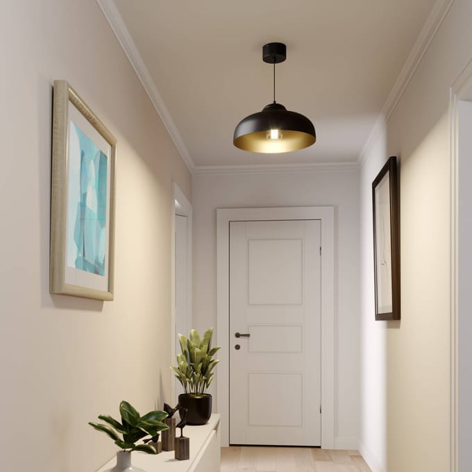 Luminex Hanglamp Basca, zwart/goud, metaal, Ø 40 cm, E27
