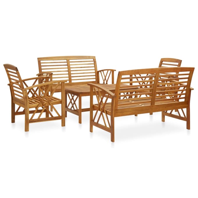 vidaXL - 5-delige - Loungeset - massief - acaciahout