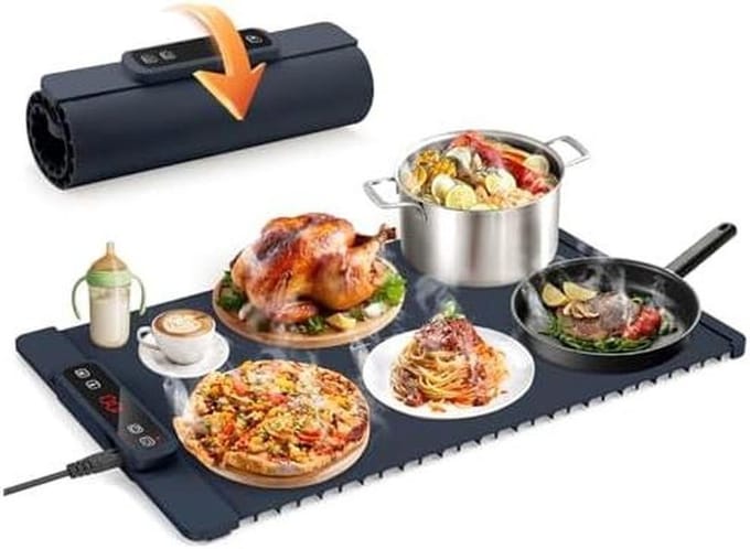Elektrische Warmhoudplaat - Buffet Server - Eten Warm Houden - Met Timer - 5 Temperatuurstanden - Donkerblauw