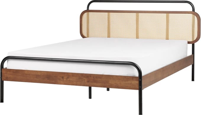 BOUSSICOURT - Tweepersoonsbed - Bruin - 140 x 200 cm - Rubberhout