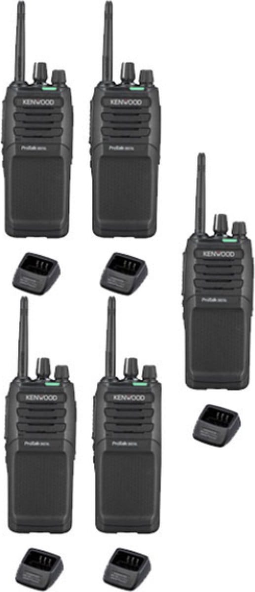 Set van 5 Kenwood TK-3701D IP55 Portofoon met tafellader