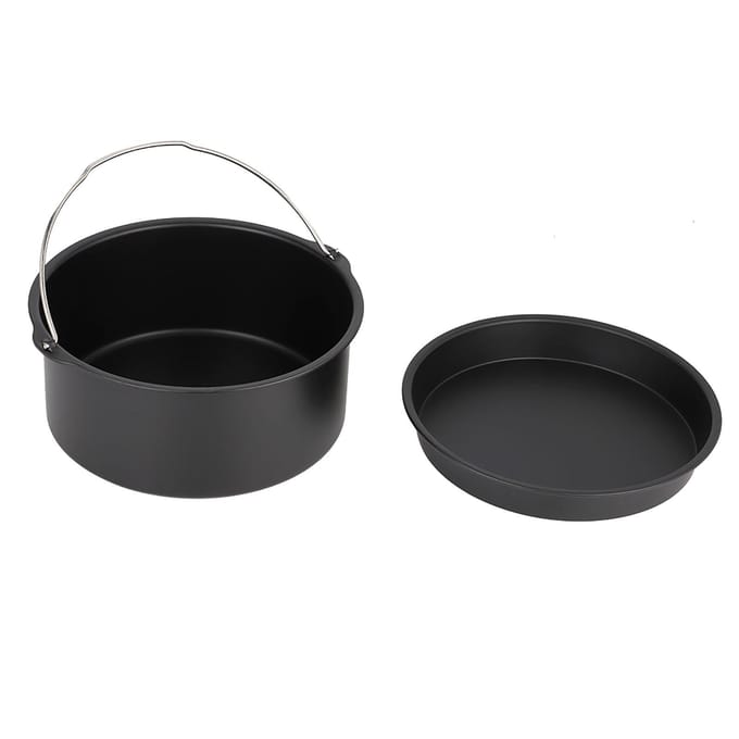 Kit de friteuse à air chaud universel 7 pouces (12 pièces) avec panier à gâteaux et accessoires black