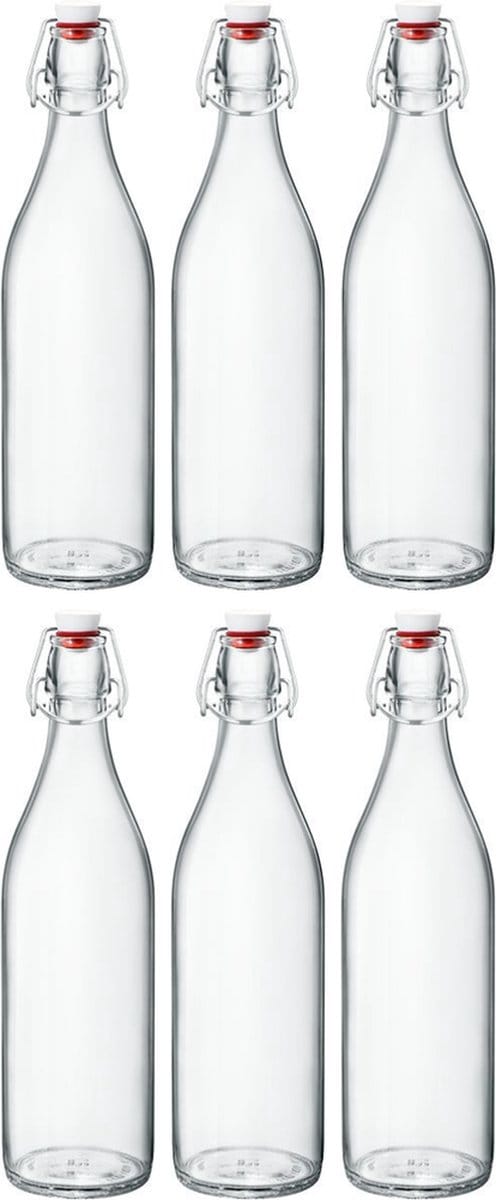 Bormioli Rocco Beugelflessen / Weckflessen Giara - Transparant - 1 liter - 6 stuks