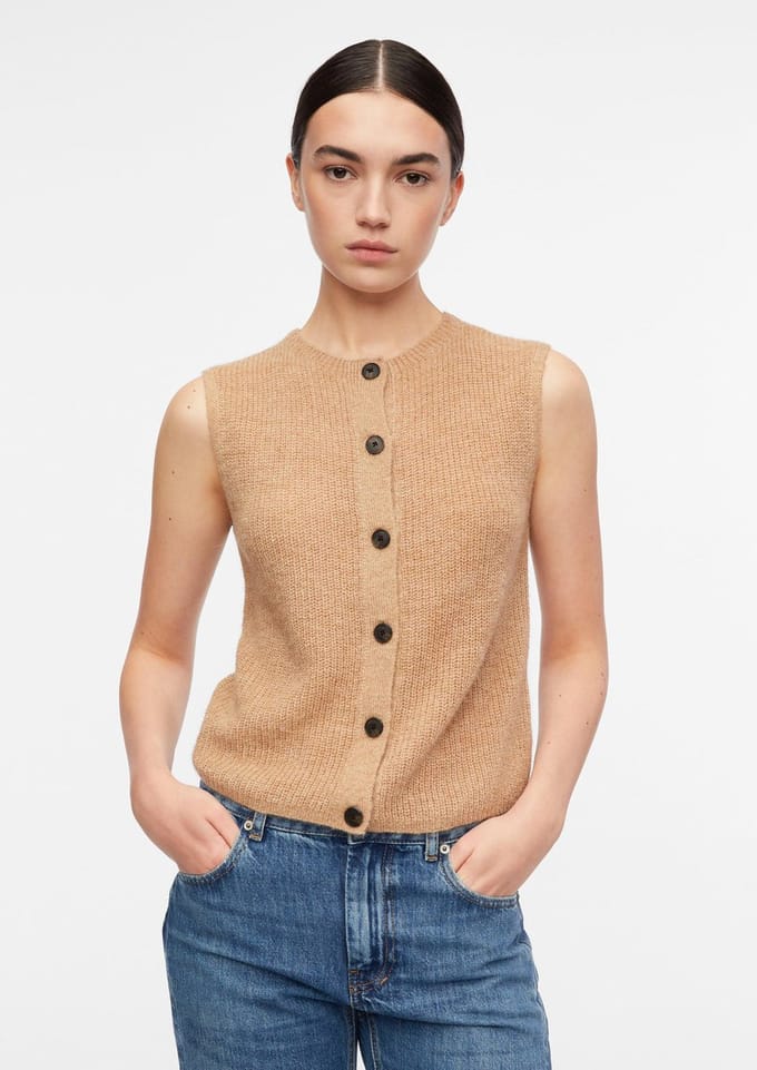 Alpaca Mix Mouwloze Cardigan Dames COMMA