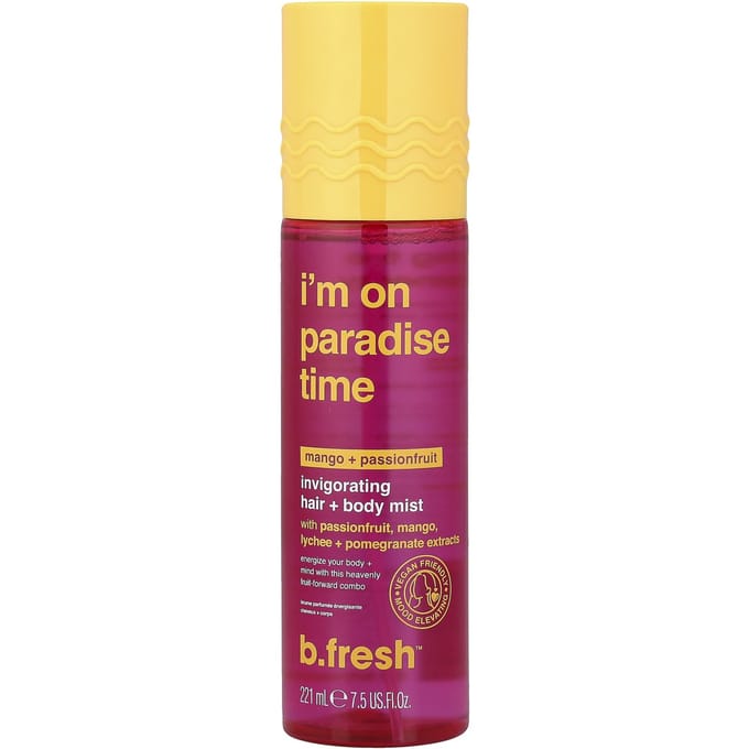 B.fresh, Ik ben op Paradijstijd, Verkwikkende Haar + Lichaamsmist, Mango + Passievrucht, 221ml (7,5 fl oz) yellow