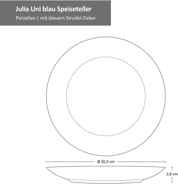 Set van 4 dinerborden Uni Blue Julia 26.5cm Ritzenhoff & Breker - 404272