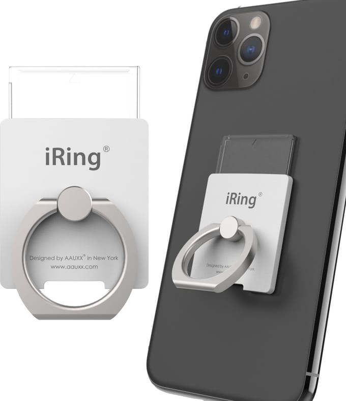 Telefoonring - iRing Link Hook set - Telefoonhouder Auto - Popsocket - 3M Tape - Hook® Muurbeugel - Telefoon Standaard - Universeel - Parelwit