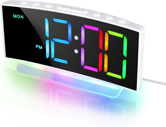 Digitale Wekker met RGB Nachtlampje en Groot Display