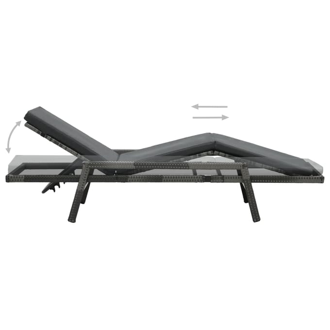 vidaXL - Ligbed - met - kussen - poly - rattan - grijs
