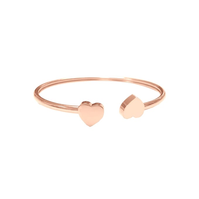 CO88 Collection Inspirational 8CB-90524 Stalen Flex Bangle met Hart - One size (58 x 49 mm) - Roségoudkleurig