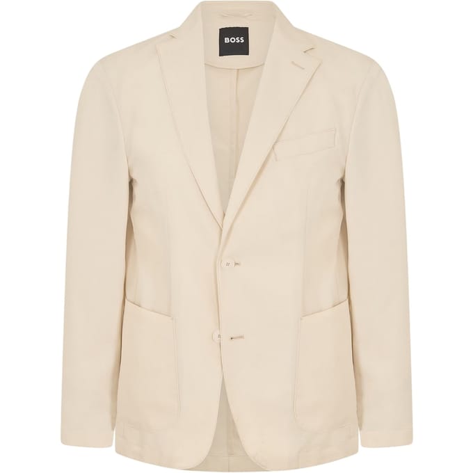 Boss Herenblazer met Henry-notch-kraag (Wit)