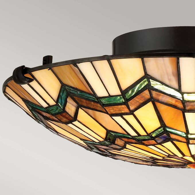 Bohemian Plafondlamp - Steady Lighting - Glas - Bohemian - E27 - L: 42.1cm - Voor Binnen - Woonkamer - Eetkamer - Brons