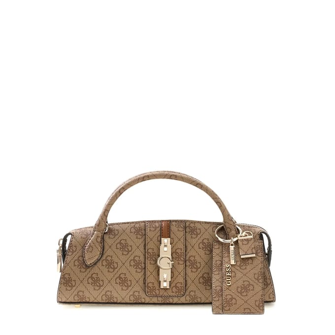 GUESS handtas schoudertas Yvonne Logo Mini Satchel Latte Logo beige