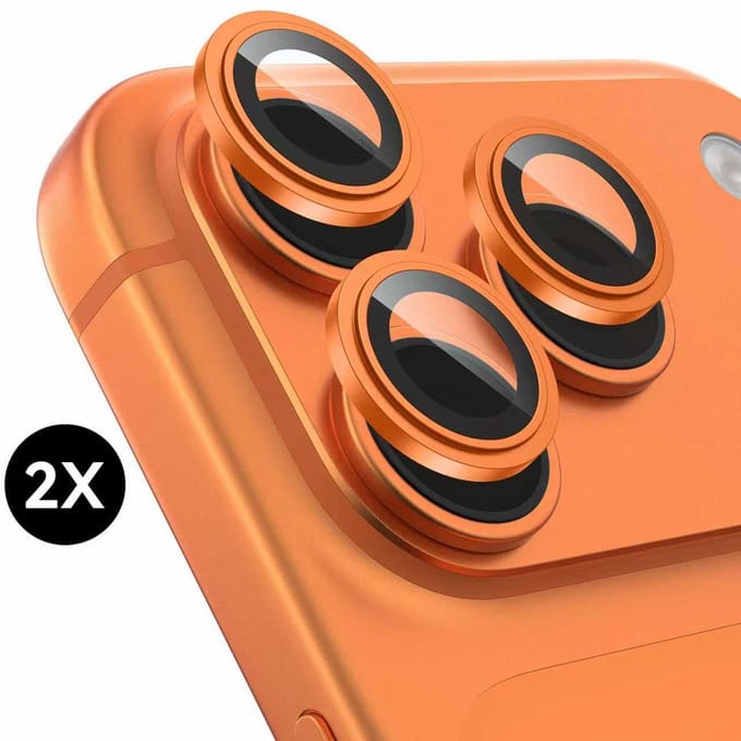 2x Camera Lens Screen Protector geschikt voor iPhone 17 Pro / 17 Pro Max Camera Lens Screen Protector - Kosmisch Oranje - Screenprotector - Camera Protector geschikt voor iPhone 17 Pro / iPhone 17 Pro Max Lens protector - Gehard Glas