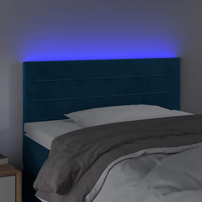vidaXL - Hoofdbord - LED - 80x5x78/88 - cm - fluweel - donkerblauw