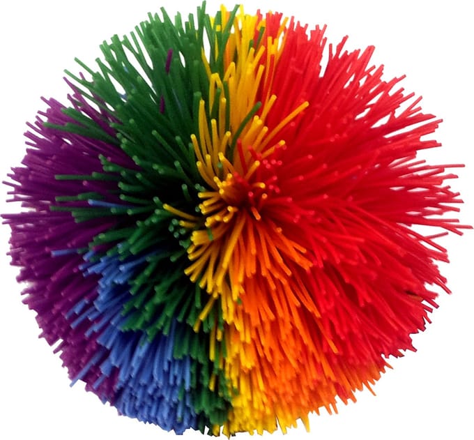 Koosh Bal met sliertjes - Kleurrijke zachte sensorische bal van 10 cm
