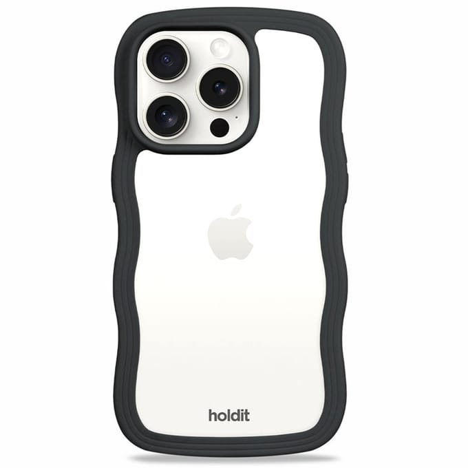 Holdit Wavy Case geschikt voor Apple iPhone 14 Pro - Black / Transparent