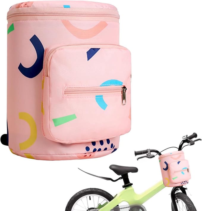 Kinderfiets stuurtas opvouwbaar - Roze aardbeien accessoires voor fietsmand loopfiets scooter