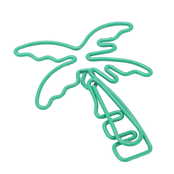 100pcs Coconut Tree Paper Clips Increase Slip Resistance Anti Rust Portable Metallic Paper Clips blue