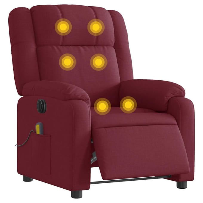 vidaXL - Massagestoel - elektrisch - verstelbaar - stof - wijnrood
