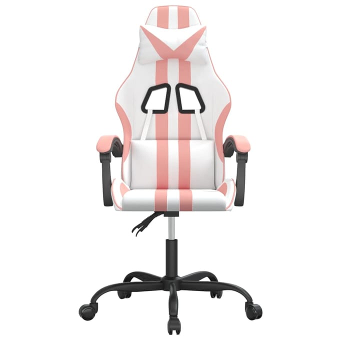 vidaXL - Gamestoel - draaibaar - kunstleer - wit - en - roze