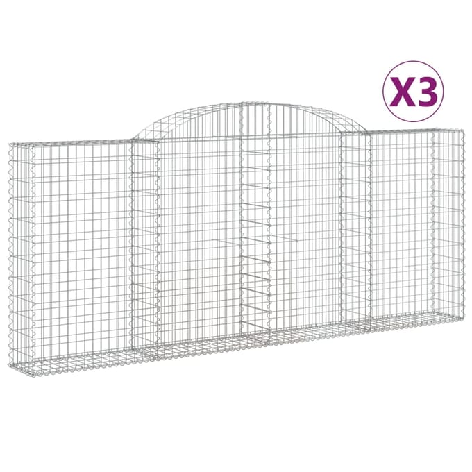 vidaXL - Schanskorven - 3 - st - gewelfd - 300x30x120/140 - cm - ijzer