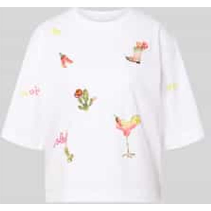 T-shirt met motiefstitchings