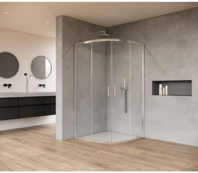 FugaFlow Efficiente Vetro Douchecabine - 90x90x200cm - kwartrond - helder glas - profiel - chroom