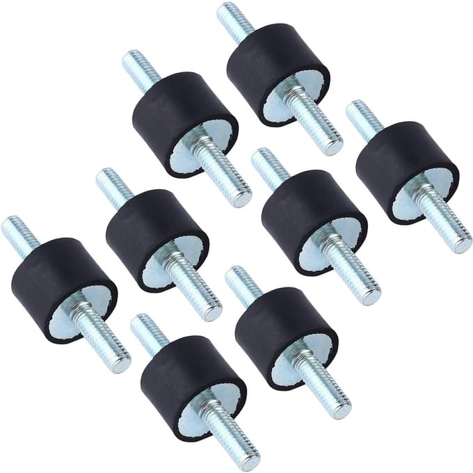 8 Stuks Rubberen Isolatorbevestigingen Anti-Vibratie Studs Dubbelzijdige Schroef M6 20x15