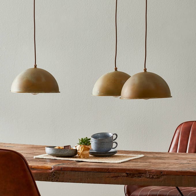 Moretti Luce Hanglamp Circle 3248.3L, 3-lamps antiek messing