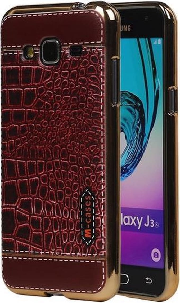 M-Cases Bruin Krokodil Design TPU back case hoesje voor Samsung Galaxy J3 2016