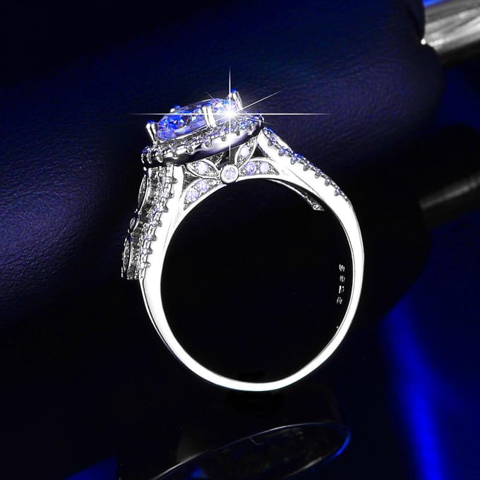 Mode Volledig Diamant Moissanite Wit Goud High-end Ring Elegante Temperament Moissanite Ring 5 white