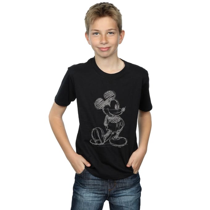 Disney Jongens Mickey Mouse Sketch Kick T-Shirt (Zwart)