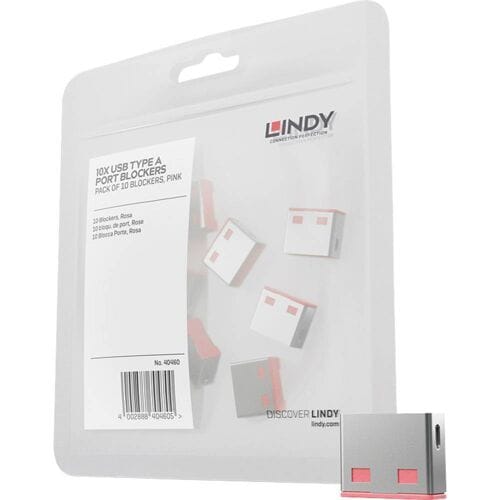 LINDY USB-A-poortslot USB-Lock Set van 10 stuks Roze Zonder sleutel 40460
