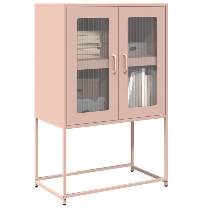 vidaXL - Hoge - kast - 68x39x107 - cm - staal - roze