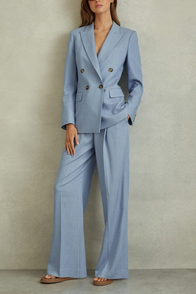 Reiss Wide Leg Trouser Blue Größe: 16L | Stoffhosen Outlet | Damen | Blau