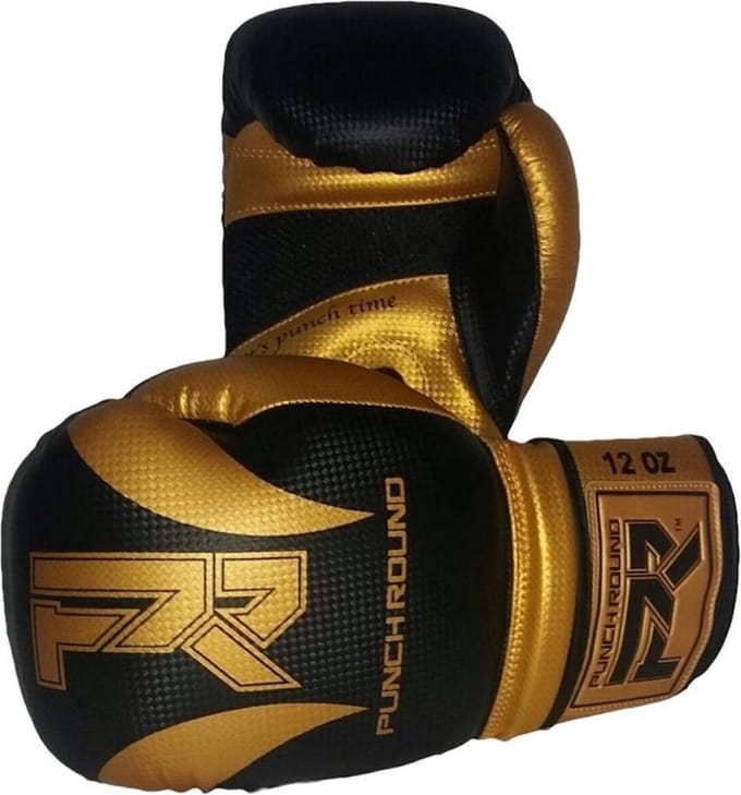 Punch Round Bokshandschoenen SLAM Mat Carbon Zwart Goud - 14 OZ