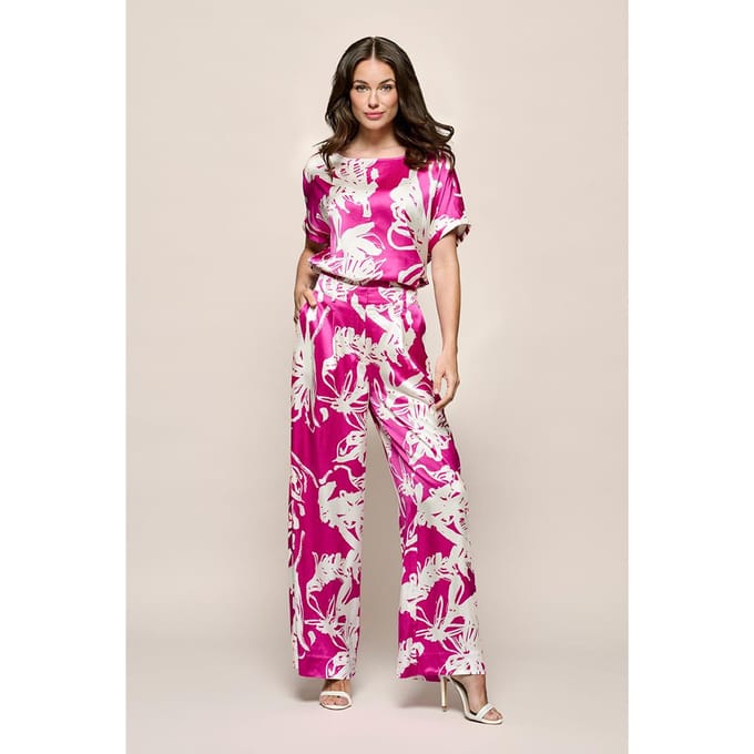 Benfield Print Broek Licht Berry / Offwhite