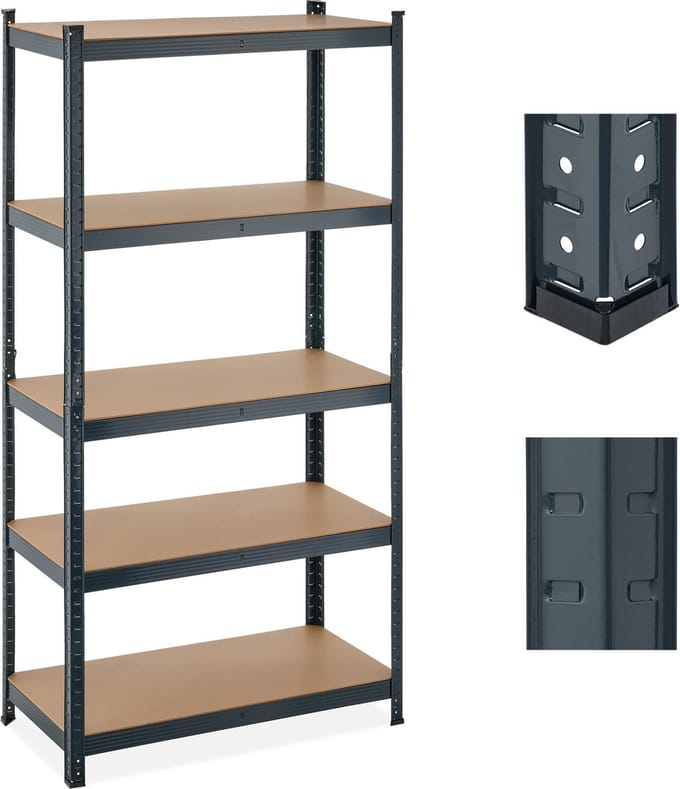 stellingkast - 875 kg - metaal - 180 x 90 x 45 cm - 5 planken - garage